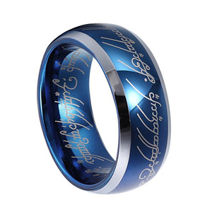 Anello Classico in Tungsteno Placcato Blu con Incisione per Uomo, Stile Dominante Ispirato al Signore degli Anelli, Unisex per Matrimonio e Anniversario - Product Image 6