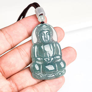หยกธรรมชาติพระโพธิสัตว์อวโลกิเตศวาระจี้หยกน้ำเงินหยกชนิดน้ำสีฟ้าสไตล์จีน UNISEX ดีไซน์ดั้งเดิม GY04 - Product Image 4