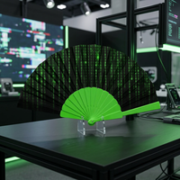 Éventail pliant personnalisé de 23 cm avec code matriciel, vert cyberpunk, technologie numérique, cadeau promotionnel, impression de logo
