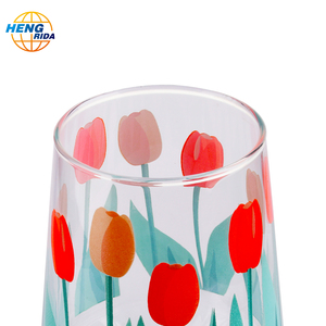 Elegante tazza di vetro stampata <span class=keywords><strong>a</strong></span> <span class=keywords><strong>tulipano</strong></span> per bere tè e succo - Product Image 4