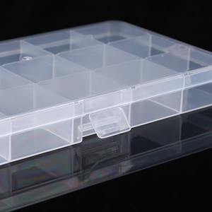 Caja de almacenamiento de plástico transparente, rectángulo de 15 compartimentos con tapa para joyería, herramientas, piezas de equipo de pesca, contenedor organizador - Product Image 4