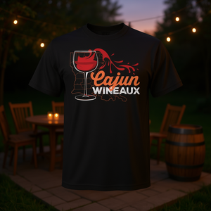 Camiseta Cajun Wineaux de algodón negro, camiseta promocional unisex para adultos - Product Image 3