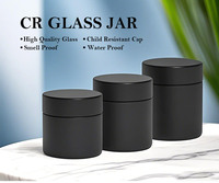 Pot en verre rond noir à fermeture hermétique avec logo imprimé, résistant aux enfants, 2oz, 3oz, 4oz