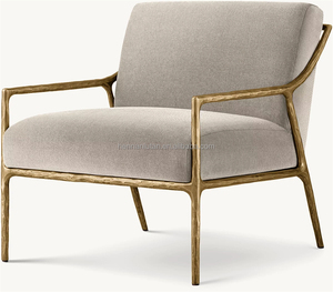 Poltrona Moderna Americana Semplice e Carina per Soggiorno, Sedia in Tessuto con Supporto in Metallo - Product Image 3