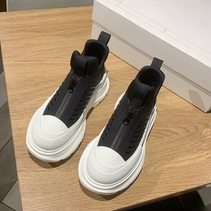 Designer Inspired Black White Zip-Up Platform Sneakers, 2026 New Luxury Chunky Casual Shoes - Product Image 3