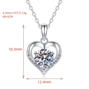 เครื่องประดับที่มีคุณภาพสูงขายดีใหม่925เงินสเตอร์ลิงสร้อยคอจี้เพชรโมอิส VVs1แบบคู่รักเครื่องประดับที่สง่างามสำหรับผู้หญิง - Product Image 2