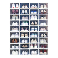 Boîte de rangement pliable en plastique multi-couleurs JX pour la maison, organisateur de chaussures empilable avec accès frontal pour usage domestique