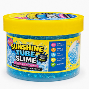 Slime Sunshine Tube bleu avec perles de verre, super extensible, croustillant, amusant pour les enfants de 8 à 13 ans, pâte à modeler et slime unisexe - Product Image 1
