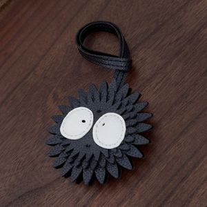 High Quality PU <b>Leather</b> Carabiner Keychain Handcrafted Black Coal Ball Bag Pendants Fashionable Accessories for Car <b>Key</b> Decor - Product Image 3