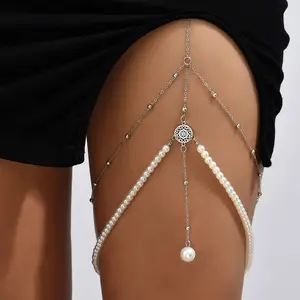 Vente en gros chaîne de jambe en perles exagérée simple et multicouche bijoux de mode chaîne de corps pour bijoux de jambe pour femmes