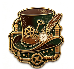 Pin de metal esmaltado personalizado con diseño de engranaje vintage, llavero, reloj de bolsillo y logotipo de pluma, para regalo y ropa - Product Image 1