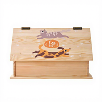 Boîte de rangement pour animaux de compagnie, urne commémorative, boîte en bois pour accessoires pour animaux, couvercle rabattable avec motif brossé personnalisable