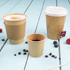Gobelets en papier à paroi simple de 8 oz, diamètre 80 mm, couleur kraft, jetables, écologiques, pour boissons chaudes - Product Image 5