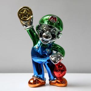 Nouvelle Arrivée Evelyn Gallery : Sculpture Pop Art Mario <span class=keywords><strong>Bros</strong></span> en Résine Chromée, Statuette de Personnage de Jeu de Dessin Animé - Product Image 2