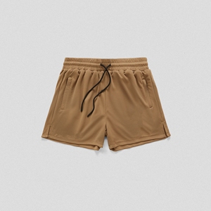 Shorts de basket-ball en jersey de polyester uni avec logo personnalisé OEM, shorts de course athlétiques pour hommes, entraînement en salle de sport, taille élastique, séchage rapide - Product Image 3