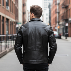 Blouson Bomber Homme en Cuir de Chèvre Pleine Fleur, Finition Mate Rétro, Huilé et Non Enduit, Faible MOQ, Fabrication OEM, Personnalisable, Noir - Product Image 2