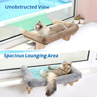 Premium Grand Chat Fenêtre Siège Robuste Cadre Orthopédique Hamac Conception Bois Naturel Gris Lit Premium Pet Houses Meubles