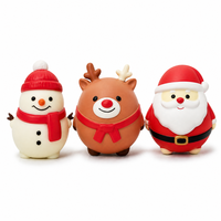Ensemble de jouets squishy de Noël : Bonhomme de neige, renne, Père Noël – Mousse souple à rebond lent – Trio festif décoratif pour bureau
