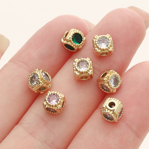 Perle carrée plaquée or 18 carats de 5,5 mm incrustée de bijoux, accessoire de bijouterie DIY, décoration de chaîne de téléphone portable - Product Image 2