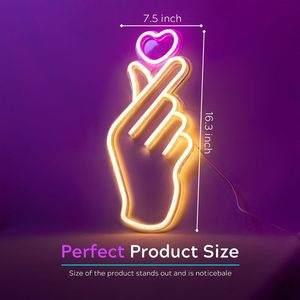 Finger Heart Letreros Neon LED indoor hanging ambient light shop <b>sign</b> wall decoration light entrance indicator light 5v 12v - Product Image 2