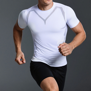 Nueva llegada logotipo personalizado diseño hombres camiseta Sportwear secado rápido Tops para ejercicio Fitness Jogging apretado Sweatwear hombres activo Tops - Product Image 1