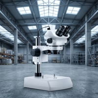 Microscope stéréo industriel avec écran LCD, indice de protection IP55, binoculaire, source de lumière supérieure et inférieure, grossissement 3,5-50X pour montres