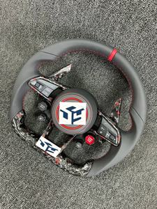 Volante de fibra de carbono de fondo plano de calidad personalizada para <span class=keywords><strong>Audi</strong></span> A3 <span class=keywords><strong>A4</strong></span> A5 Rs3 Rs4 Rs5 Rs6 Rs7 S3 S4 S5 S6 S7 2017 a <span class=keywords><strong>2023</strong></span> - Product Image 2