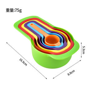 Ensemble de tasses et cuillères à mesurer colorées, outils de cuisine en plastique, 6 pièces, pour la pâtisserie, la cuisson et l'assaisonnement - Product Image 3