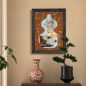 Miroir mural en bois foncé de style Art déco, nature morte, fait à la main, cadeau pour les occasions, esthétique <span class=keywords><strong>orientale</strong></span>, décoration <span class=keywords><strong>murale</strong></span> - Product Image 1