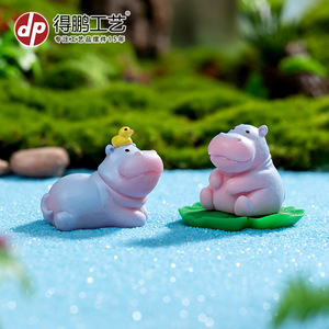 Figuras de hipopótamo pequeñas de Dp Craft, decoración de animales de dibujos animados de resina, adorno de escritorio para decoración de habitación de niños - Product Image 4