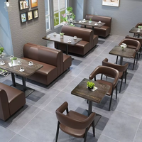 Ensemble de sièges de restaurant en cuir PU moderne avec table pour café, bistrot, bar, hôtel, usage commercial, durable et facile à nettoyer