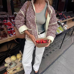 Veste en coton à fermeture éclair à fleurs vintage tendance pour femmes, cardigan <span class=keywords><strong>court</strong></span> à manches longues, automne, chic, streetwear, manteau floral - Product Image 2