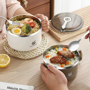 Delicious Stainless Steel Instant Noodle Bowl 304 With Lid Drainable Double Layer Anti Scalding Large Capacity For Home Use - Product Image 4