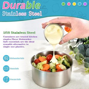 Mini 3x1.5 oz Leakproof Salad Dressing Container Stainless Steel Small Condiment Containers With Lids Lunch <b>Box</b> Dip Sauce <b>Cup</b> - Product Image 3