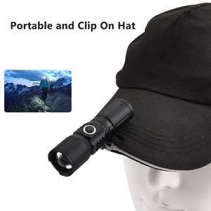 Xách Tay Mini Cường Độ Cao Torch Ánh Sáng Ngoài Trời Có Thể Sạc Lại Cắm Trại Làm Việc Ánh Sáng <span class=keywords><strong>LED</strong></span> Cap Clip Titan Hợp Kim Đèn Pin - Product Image 5