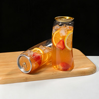 Transparante PET-fles 500ml met aluminium easy-open deksel, blaasgegoten voor mango, pomelo, sago, kokosmelk, bubble tea, afhaal.