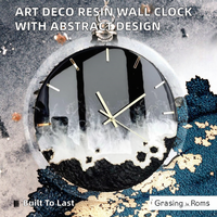 Horloge murale en résine à affichage à aiguilles de style Art déco antique, design abstrait pour salon