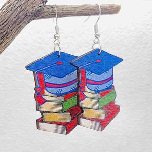 Pendientes de madera Doctor Hat Book Lápiz Colgante Pendientes Graduación Día de los maestros Regalo para mujeres Uionen 1768 - Product Image 3