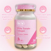 Tabletas Masticables de Colágeno de Tomate Blanco OKTW, Suplemento para Aclarar la Piel, Hidratación y Elasticidad, Tabletas Blanqueadoras de 7 Días