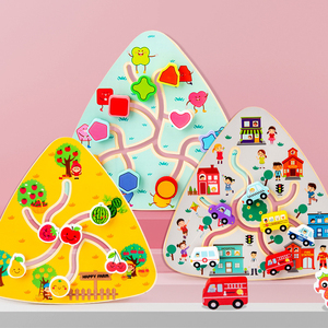 Juguete de Madera Personalizado de Fábrica, Rompecabezas de Laberinto Triangular, 4 Temas, Juego de Clasificación de Formas, Juego de Caminos, Juguete Educativo para el Desarrollo Cognitivo de los Niños - Product Image 5