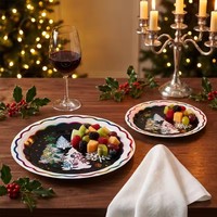 Assiettes en papier jetables de taille personnalisée au design élégant, fournitures de table pour fêtes, festivals, événements de Noël, pour la maison, certifiées BSCI
