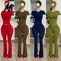 Y2K Logo personnalisé femmes décontracté 2 pièces pour salon ensemble automne coton solide haut pliable fusées taille élastique pantalon brodé