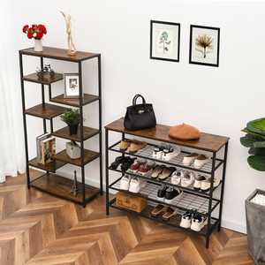 Cojín de marco de acero de hierro y metal ancho de cierre grande moderno, cambio de <span class=keywords><strong>banco</strong></span> personalizado para el hogar, estante de 4 capas, diseño de almacenamiento, <span class=keywords><strong>Zapatero</strong></span> - Product Image 2