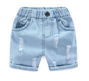 Pantaloncini in denim per neonati, tinta unita, estivi, morbidi, con fori, per la spiaggia, <span class=keywords><strong>abbigliamento</strong></span> per bambini - Product Image 2