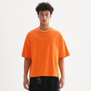 T-shirt Homme Oversize Marron Délavé Vintage Coupe Boxy Courte en Coton Uni Col Rond Décontracté Streetwear - Product Image 3