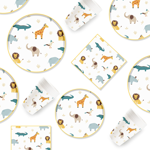 Decoraciones con Temática de Jungla DAMAI, Animales de Zoológico de Safari, Decoraciones para Fiestas de Cumpleaños Infantiles, Juego de Vajilla Desechable - Product Image 1