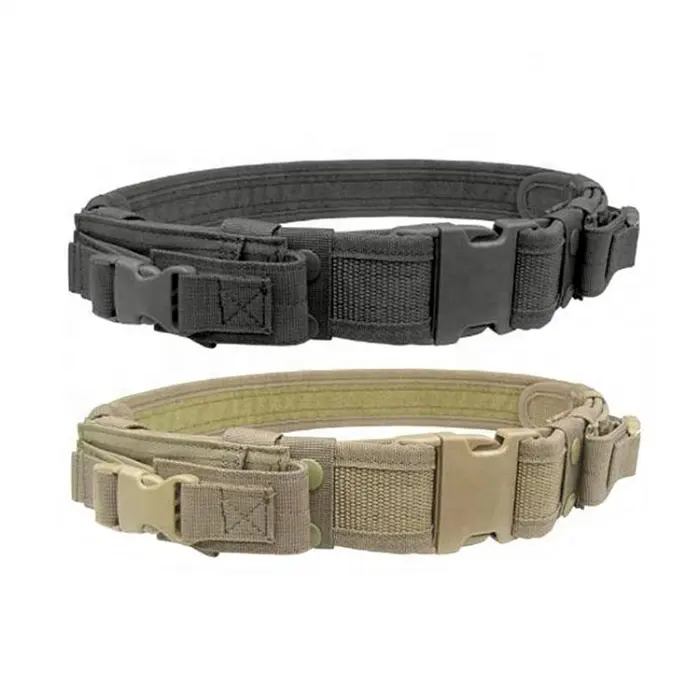 Yakeda Outdoor Durable Tactical Duty Belt Fast Release Buckle Supplies Camouflage Combat Uniform Tactical Belt 2 Baton Pouches