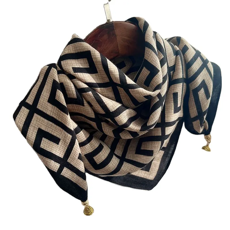 Lenço de seda luxuoso para mulheres, desenho de moda BSBH, lenço de algodão quadrado primavera, hijab, gola 65x65cm, com fivela