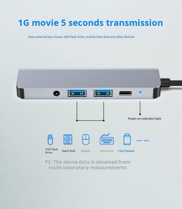 5 trong 1 cổng pd100w thích ứng Loại C với <span class=keywords><strong>USB</strong></span> HD Audiophile 3.5 32bit/384kHz âm thanh Splitter cho máy tính chơi game <span class=keywords><strong>USB</strong></span> Hub cho trò chơi iPad - Product Image 4