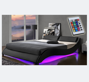 Nhà Máy Bán Buôn OEM King Size PU Da Tổng Hợp Hình Dạng Đường Cong Đệm Mềm Nền Tảng Giường Với Đầu Giường Led - Product Image 1